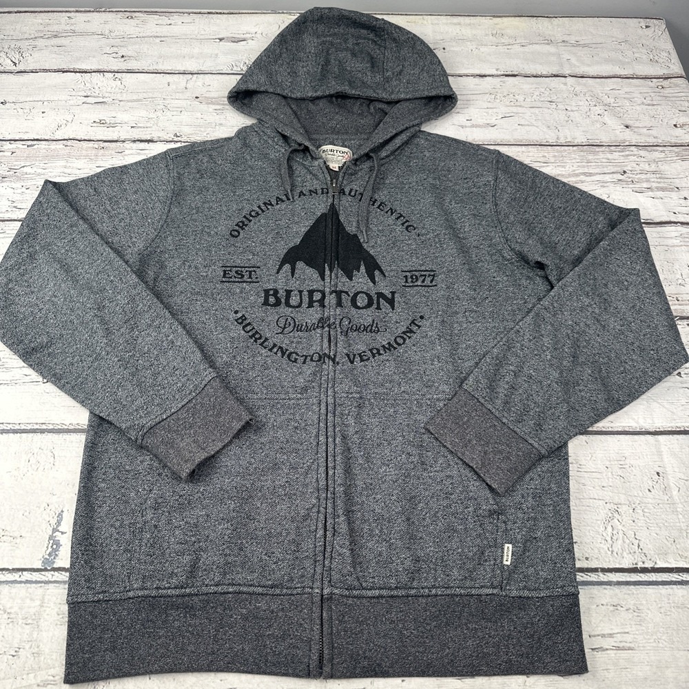 Burton Durable Goods Burlington Vermont Zip Up Hoodie Sweatshirt  Mens Medium